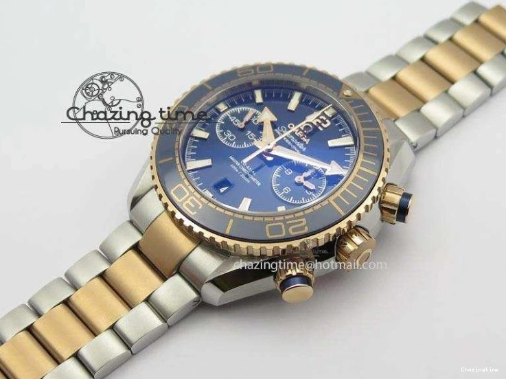 0320 FlexibleFit Seamaster Professional Chrono SS RG Blue Ceramic Blue Dial On SS RG Bracelet A 8211